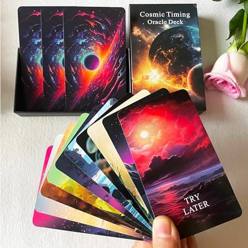 Jrskvaro Time Oracle Cards Deck Cosmic Timing Oracle Cards Oracle Cards for Beginners Divine Timing Oracle Deck to Help You Predict Time Frames
