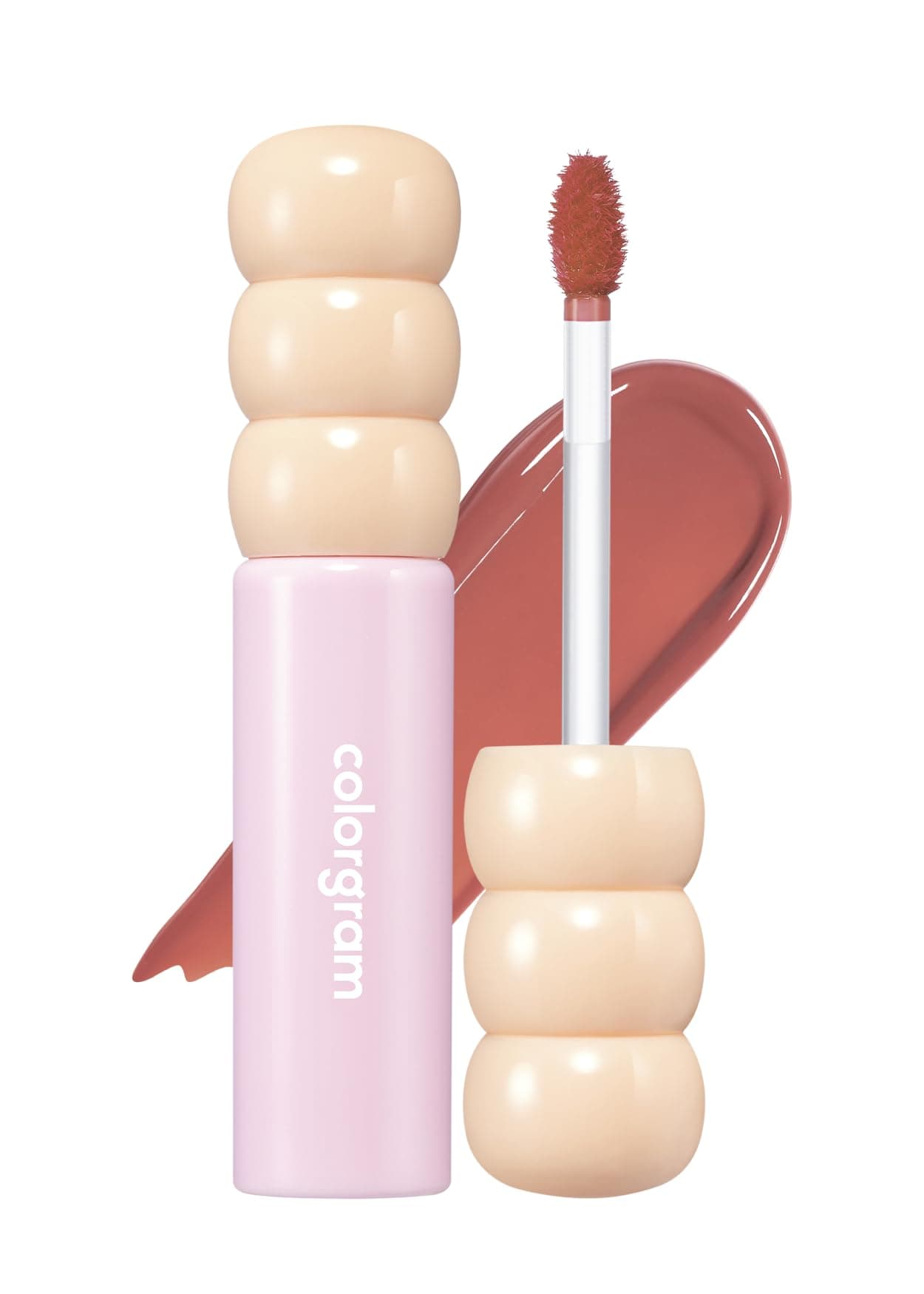 COLORGRAM Fruity Glass Tint 05 Soft Persimmon Korean Long Lasting Waterproof Lip Stain Glossy Dewy Lip Gloss Highly Pigmented Subtle Coral Beige Shade with Glowing effect 011 Oz