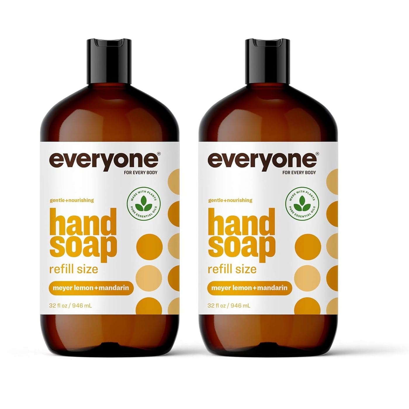 Everyone Liquid Hand Soap Refill 32 Ounce Pack of 2 Meyer Lemon and Mandarin PlantBased Cleanser with Pure Essential Oils