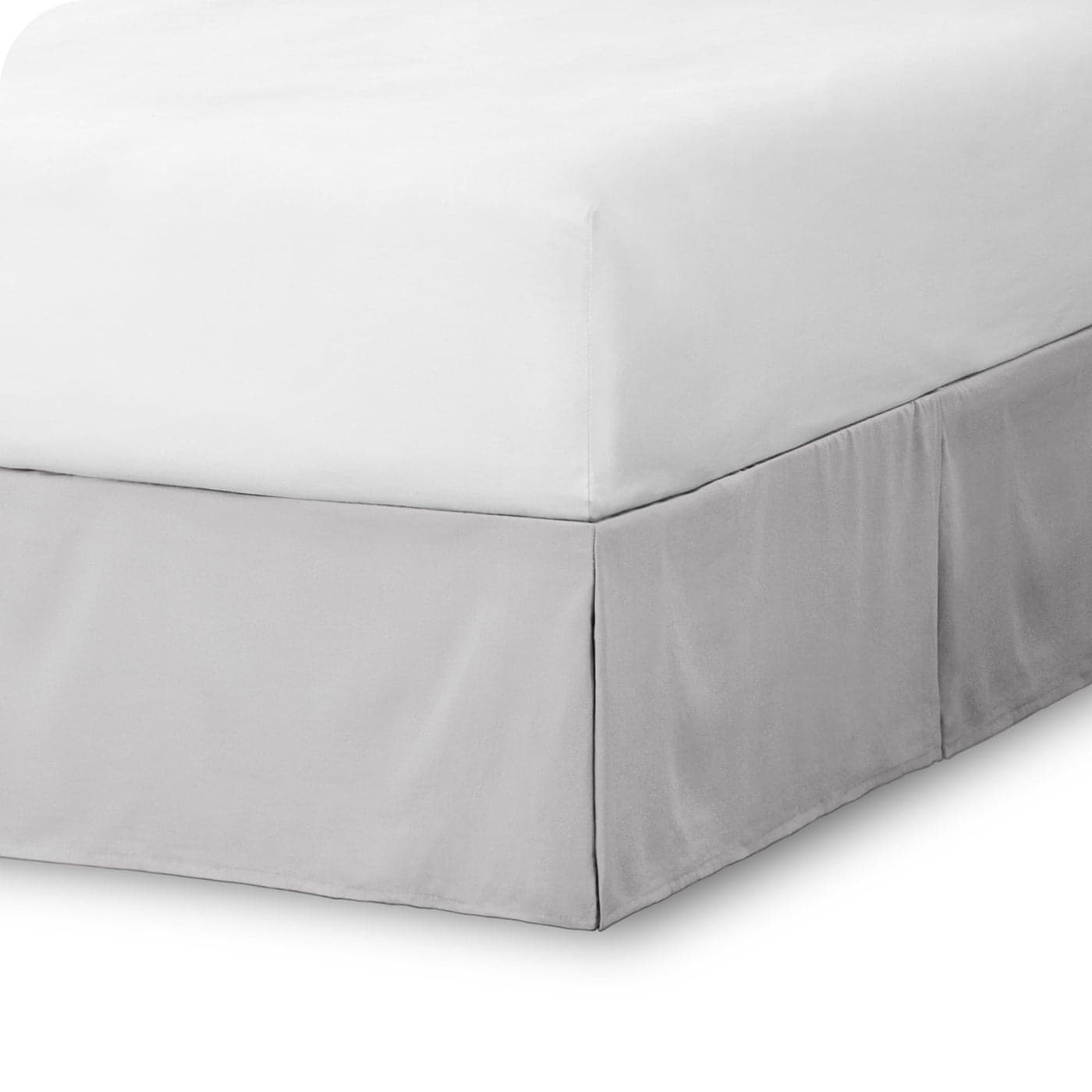 Bare Home Queen Bed Skirt 15Inch Tailored Drop Easy Fit Bed Skirt for Beds Center Corner Pleats Queen Light Grey