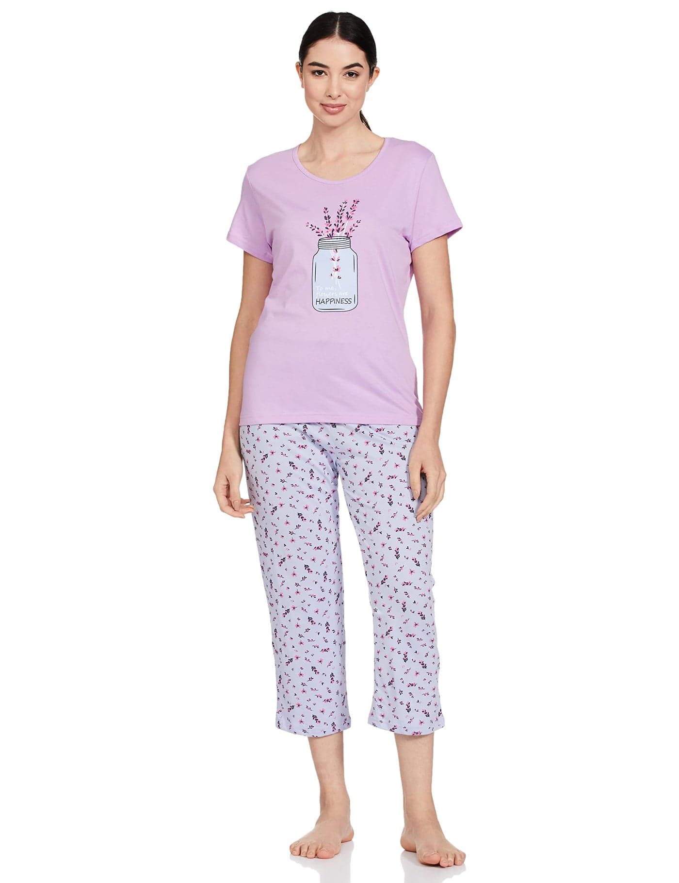 Max Cotton Women Nightwear Set,Lavender,L, Large