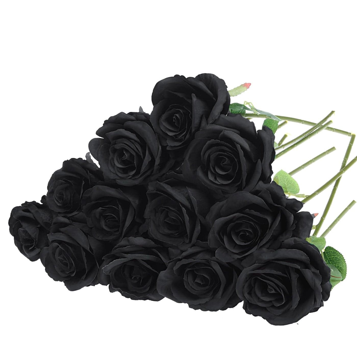 Felice Arts 12 Pack Black Roses Artificial Silk Flowers Realistic Fake Roses Bouquet with Short Bendable Stems for Home Kitchen Vase Arrangements Wedding Centerpiece Halloween Party DIY Decor
