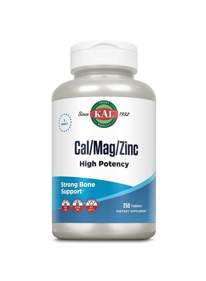 Cal/Mag/Zinc | 1000mg Calcium, 400mg Magnesium & 15mg Zinc | Bone, Muscle, Heart & Immune Support | 250ct, 83 Serv.