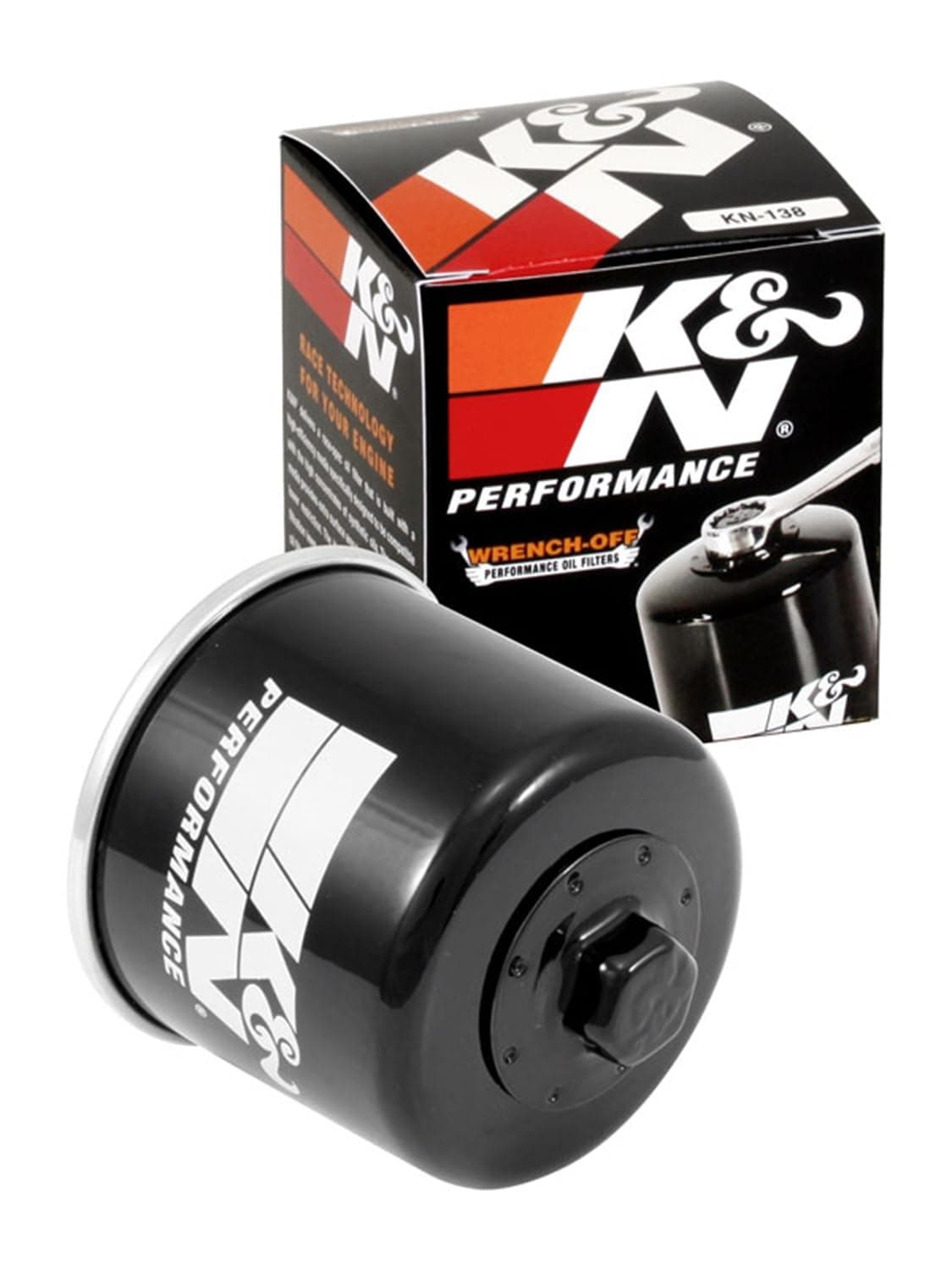 KN Motorcycle Oil Filter High Performance Premium Designed to be used with Synthetic or Conventional Oils Wrench Off Nut Fits Select Suzuki Motorcycles KN138