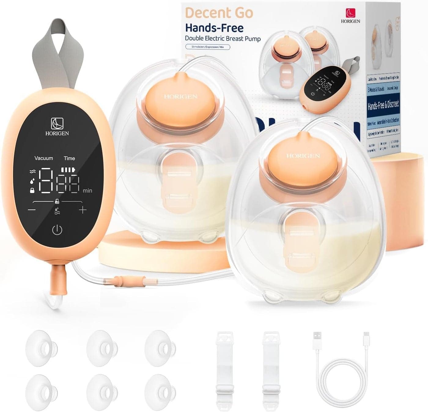 Upgraded Wearable Hands Free Breast Pump: D6 Portable Low Noise Breastfeeding Pumps with 3 Modes & 9 Levels & Memory Function | Leak-Proof Double-Seal Design | Strong Suction 15/17/21/25mm Flange