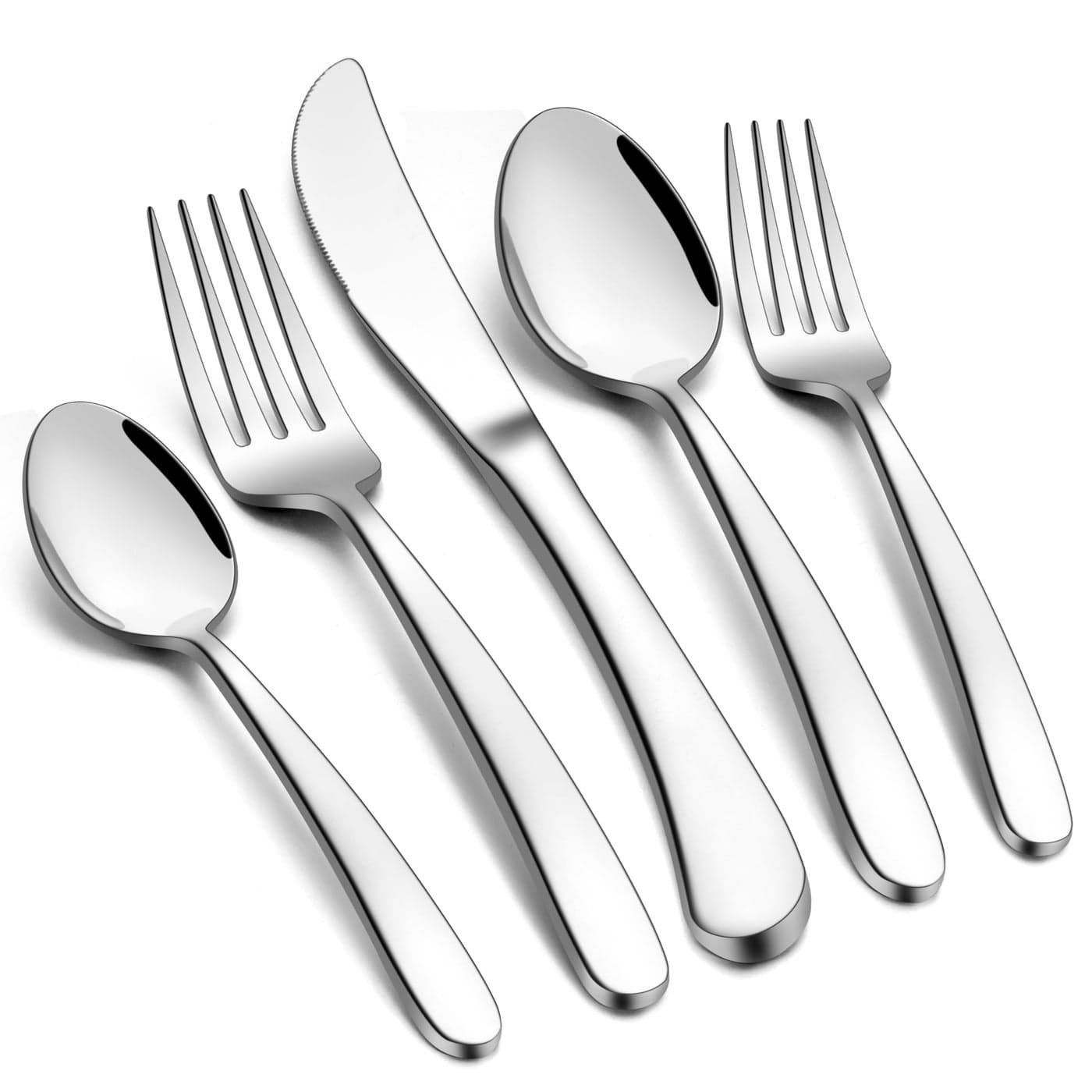 Efar Heavy Duty Silverware Set for 12 60Piece Stainless Steel Flatware Cutlery Set Heavy Weight Metal Tableware Eating Utensils for Home Restaurant Weddings Mirror Polished Dishwasher Safe