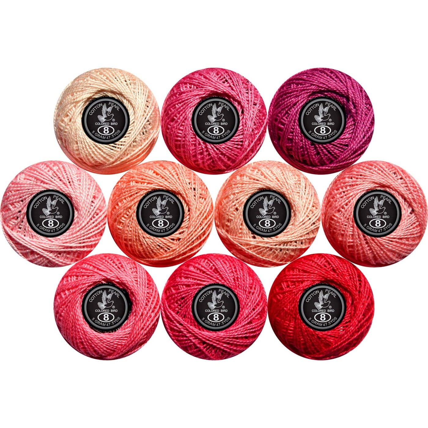 colored bird Crochet Thread 10 Balls Cardinal Size 8 for Crochet Hardanger Cross Stitch Needlepoint Hand Embroidery Pink Series