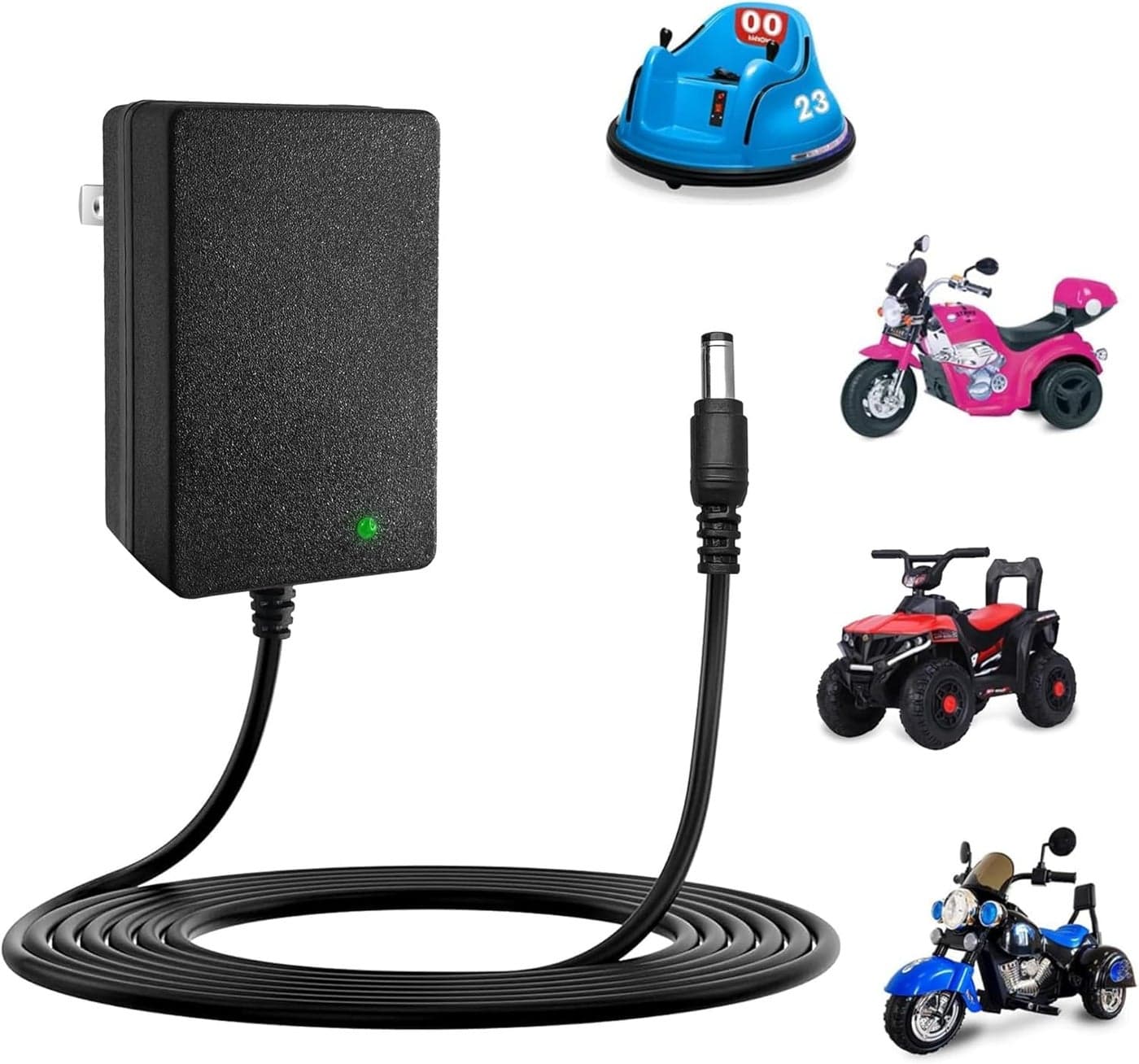 Kids Ride On Car Battery Charger, 12V/1A Auto-Cut Off Power Adapter, Electric Toy Vehicle Accessories