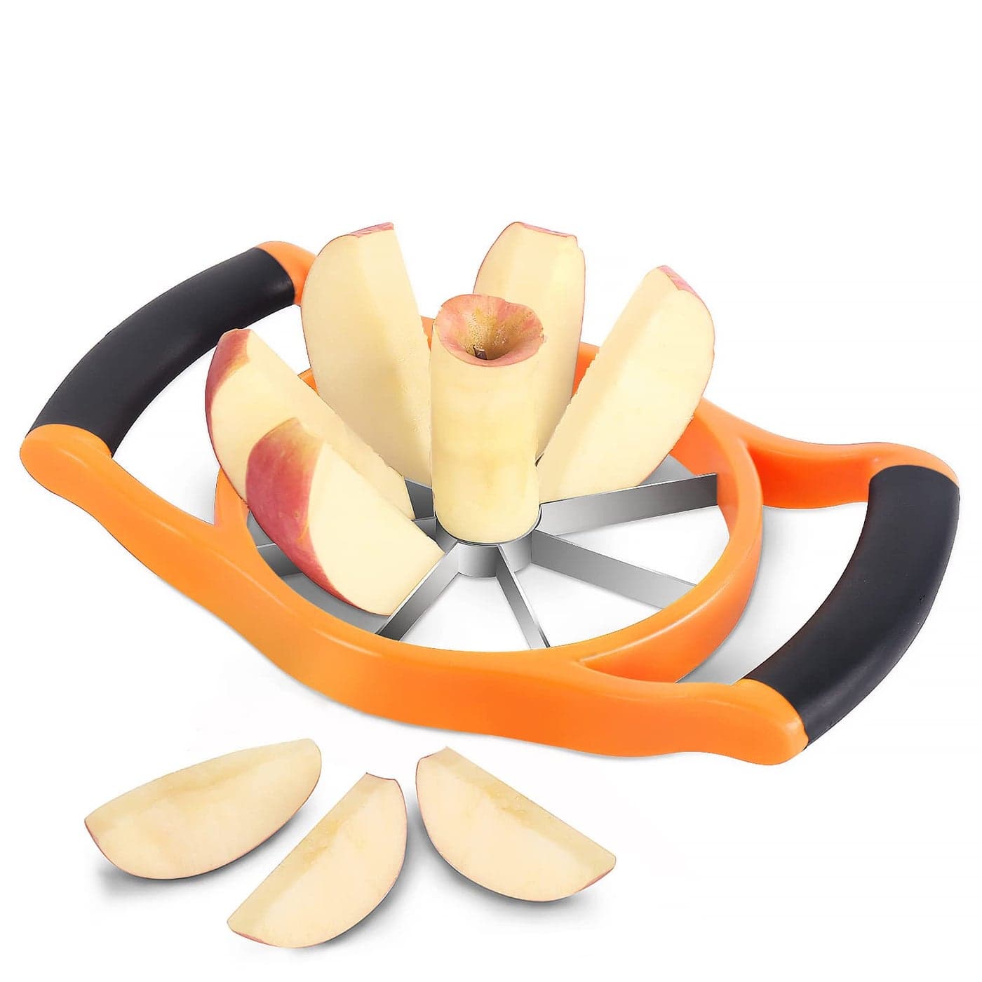 Newness 512 Inch Extra Large Apple Slicer Heavy Duty Apple Slicer 8 Slices Durable Apple Corer Stainless Steel Apple Slicer and Corer for Apple Potato Onion and More Orange
