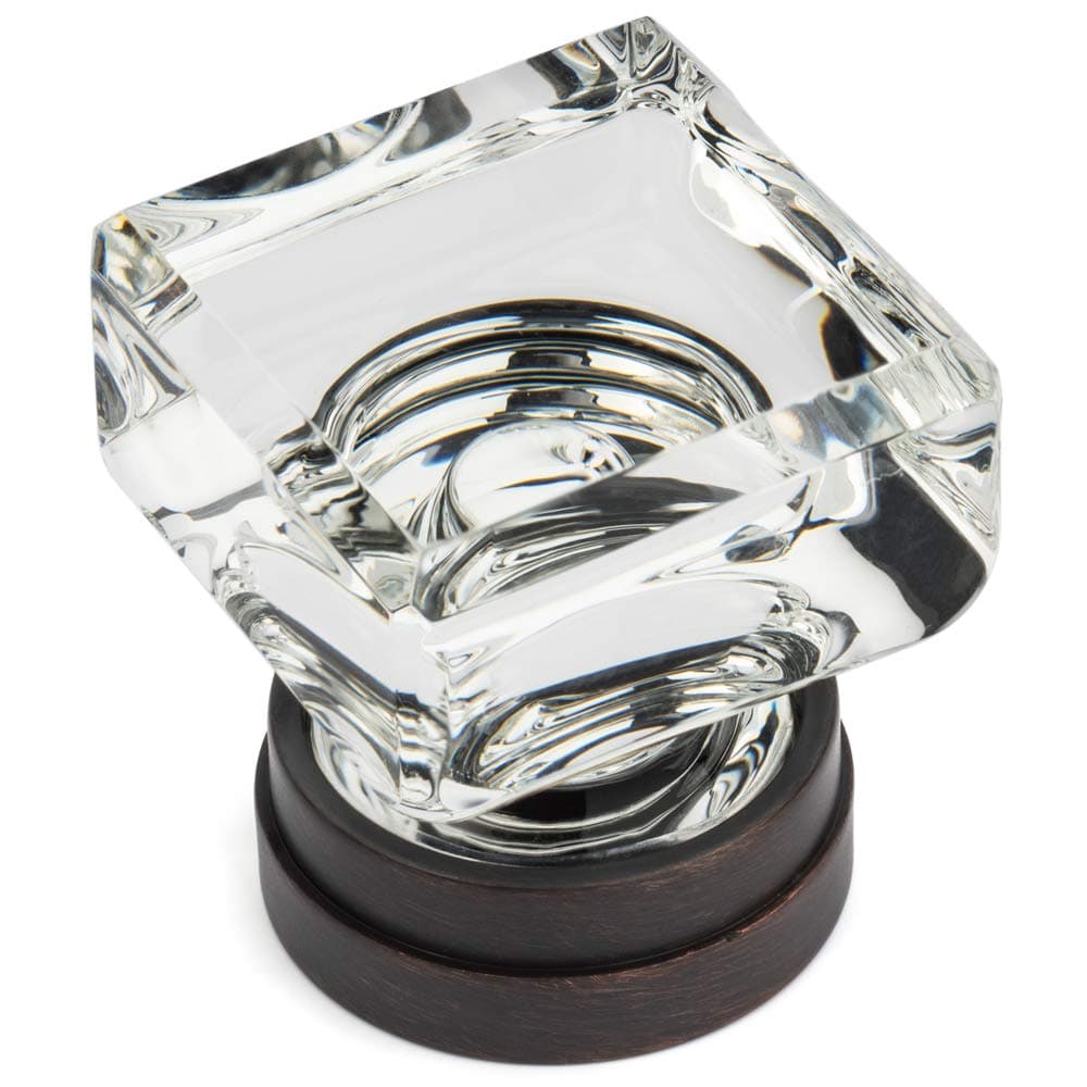 Cosmas 10 Pack 6578ORBC Oil Rubbed Bronze Cabinet Hardware Square Knob with Clear Glass 114 Square