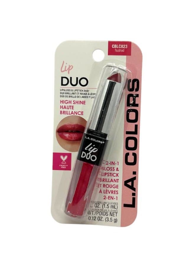 LA Colors Lip Gloss & Lipstick Duo, Moisturizes lips with natural color & high Shine, BLC823 Flushed