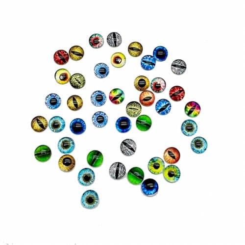Julie Wang 8MM 100PCS Dragon Glass Cabochon Eyes for Miniature Models Clay Sculpting Fantasy Art Props DIY Craft Findings About 031inches