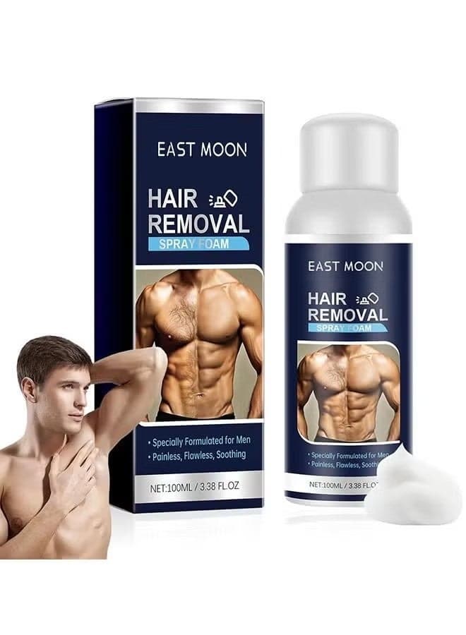【Ideal For Men's Grooming】Hair removal spray foam for men, inhibits the growth rate of body hair, shrinks the pores, mild and non-stimulating, fast and painless effective hair removal at home, and gets rid of the embarrassment of body hair.