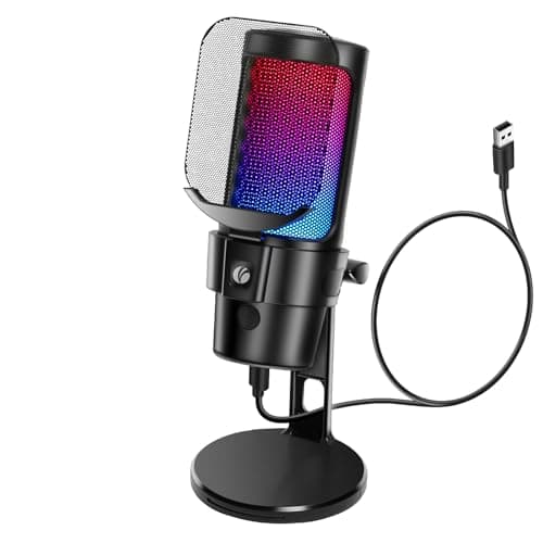 VCOM Gaming USB Microphone Condenser Dynamic Mic for Podcasting Streaming with Quick Mute Desktop Stand Pop Filter RGB Indicator Shock Mount Rotate gain Button Compatible with PS45PC
