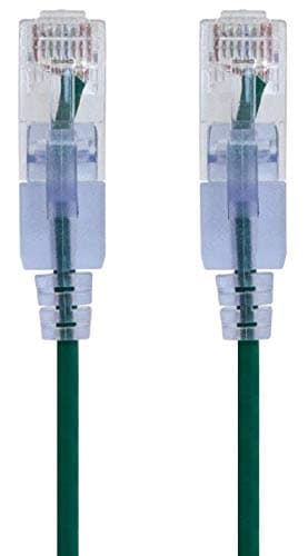 Monoprice Cat6A 5ft Green 10-Pk Patch Cable UTP 30AWG 10G Pure Bare Copper Snagless RJ45 SlimRun Series Ethernet Cable