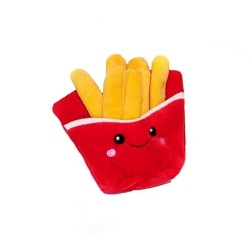 Glow Pups Dog Toy French Fries Squeaky Plush Food Parody Toy Easy to Clean Promotes Mental Stimulation Keeps Dog Entertained 6 x 5 Red Plush Toy