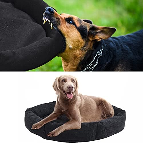 HOMBYS Indestructible Chew Proof Dog Bed for Aggressive ChewersRound Durable Pee Proof Tough Pet Bed for Large DogBlack 24 x30x7