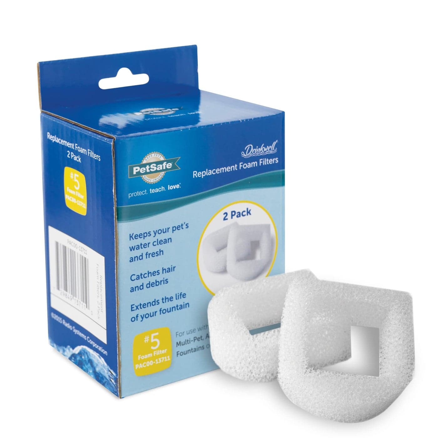 PetSafe Drinkwell Replacement Foam Filters - Compatible with PetSafe Ceramic and Stainless Steel Pet Fountains for Water Dispensers, 2 Pack (PAC00-13711)