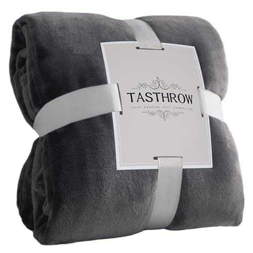 TASTHROW Grey Throw Blanket 50x60 Inches, Soft Plush Cozy Fleece Flannel Throw Blanket, Lightweight Warm Throws for Bed, Couch, Bedroom and Living Room, All Seasons