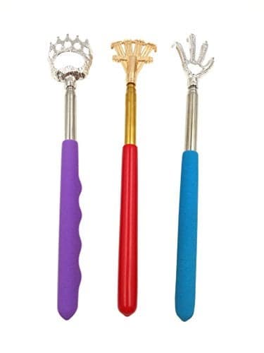 Qaoquda Telescoping Back Scratcher,3PCS Bear Claw Back Scratchers,Eagle Claw Rake Metal Back Scratchers Hand Massager Backslap with Rubber Handles