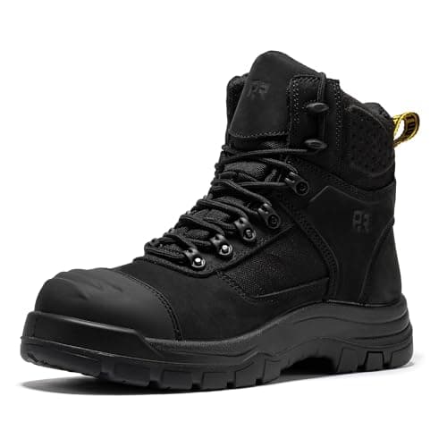 ROCKROOSTER Stowe Mens Work Safety Boots Composite Toe ASTM F241318 MIC EH Lightweight Slip Resistant Industrial Boots Nubuck Leather with HYDROGUARD Waterproof Lining CP212BK95