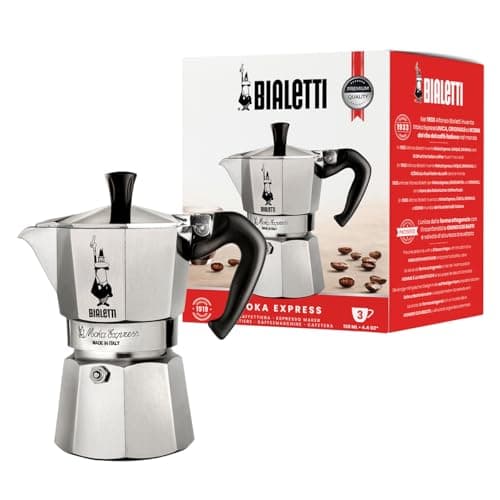 Bialetti Moka Express Iconic Italian Stovetop Espresso Maker Silver 3 Cups