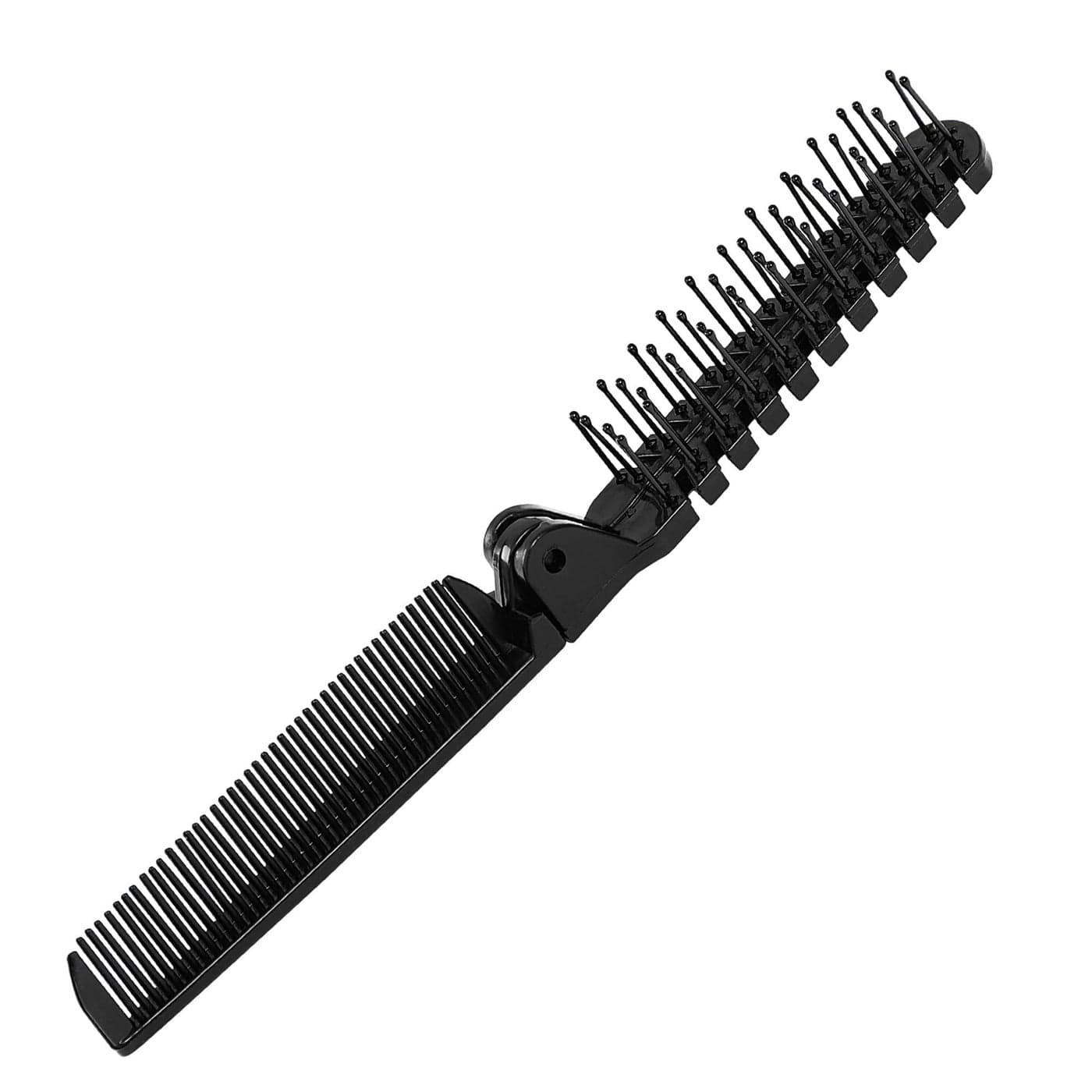 uxcell Folding Hair Comb Portable Travel Double Headed Straightener Combs 1 Pcs Mini Hair Cutting Brush Hairdressing Tools for ThinThick Curly Hair for Women and Men Black