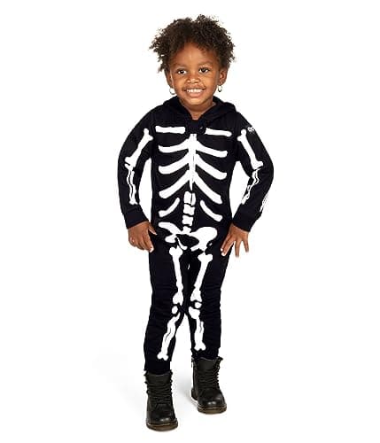Tipsy Elves Kids Skeleton Halloween Costume Jumpsuit for Babies and Toddlers - Unisex Sizing - Spooky White Skeleton Halloween Costume For Boys and Girls Size 3T