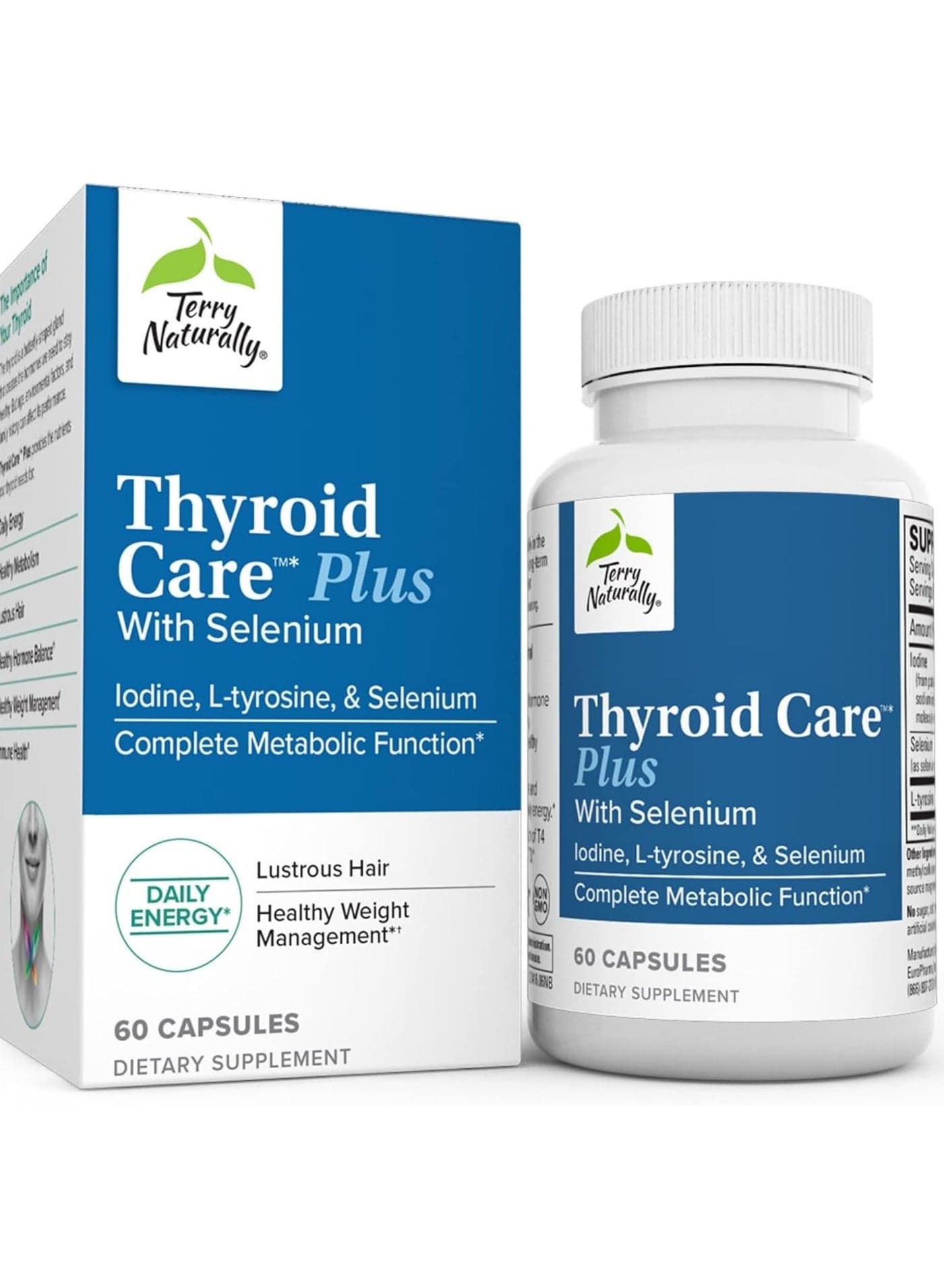 Thyroid Care Plus - 60 Capsules, Pack of 2 - with Selenium, Iodine & L-Tyrosine - Non-GMO, Gluten Free, Kosher - 60 Total Servings