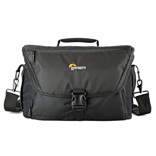 Lowepro LP37142 Nova 200 AW II Messenger Case Camera Bag Customizable Portable Fits 12 Pro DSLR with attached 24105mm Compact Drone 35 Additional Lenses Flash Black