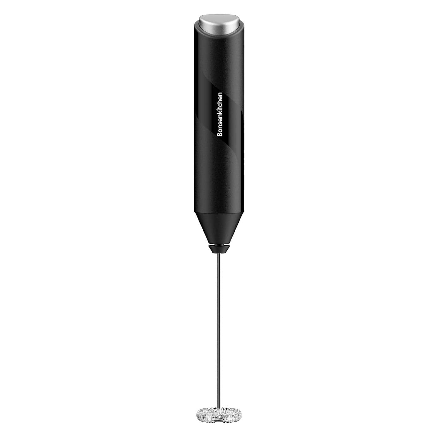 Bonsenkitchen Powerful Milk Frother for Coffee Fast Handheld Drink Mixer with Stainless Steel Whisk Battery Operated Hand Frother Stirrer WandBlack