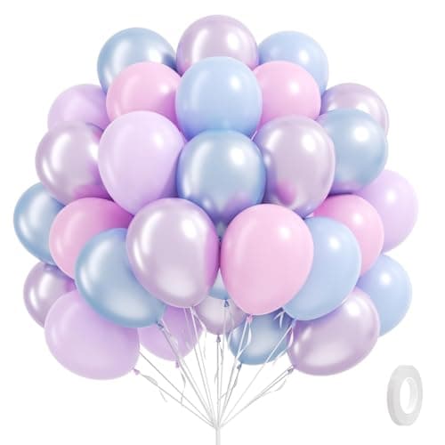 60pcs Pearl Pink and Blue Purple Balloons 12inch Frozen Mermaid Balloons with Pastel Balloon for Mermaid Snowflake Baby Shower Birthday Party Decorations