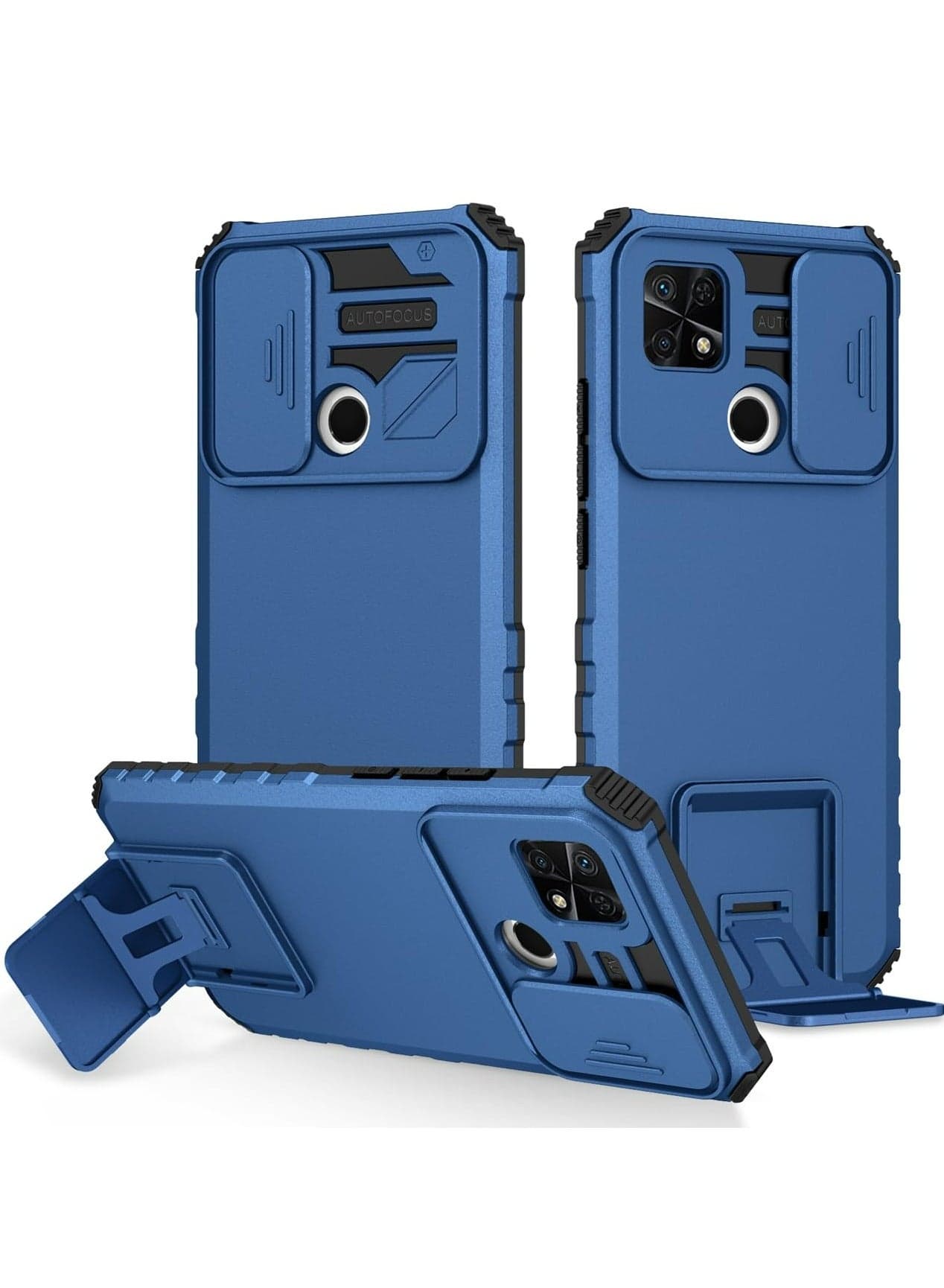 Xiaomi Redmi 9C / 10A 4G Mobile Phone Case Cover, Innovative Telescopic Bracket, Sliding Protection Camera Window, Bumper Shockproof Phone Back Cover