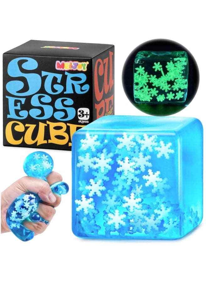 Squishy Fidget Toys Stress Cube - Squeeze Toys Stress Balls for Adults Slow Rising Squishies Glow in The Dark Snowflakes Sugar Sensory Toys for Kids with Autism Fidgets for Classroom Prize Toys
