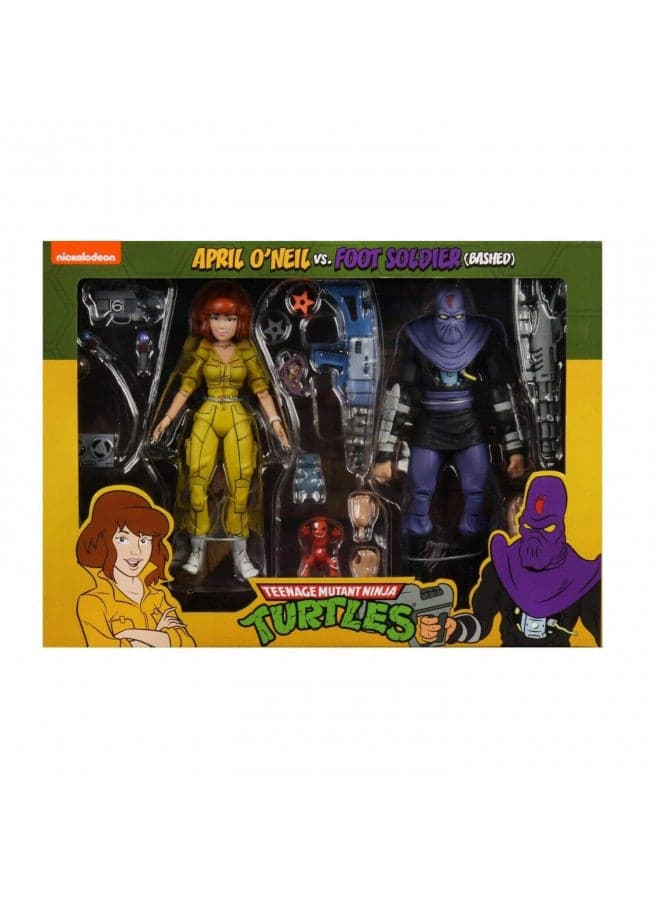 NECA Teenage Mutant Ninja Turtles 7" Scale April O'Neil & Foot Soldier Collectible Action Figures Set