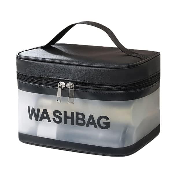 snapshopecom Square Washbag Used for Adults Cosmetic Pouch Makeup Bag for Home Traveling Camping Toiletry Bag for Cosmetics Brushes Makeup Clear PU Zipper Portable Toiletry Wash Bag1 pcs
