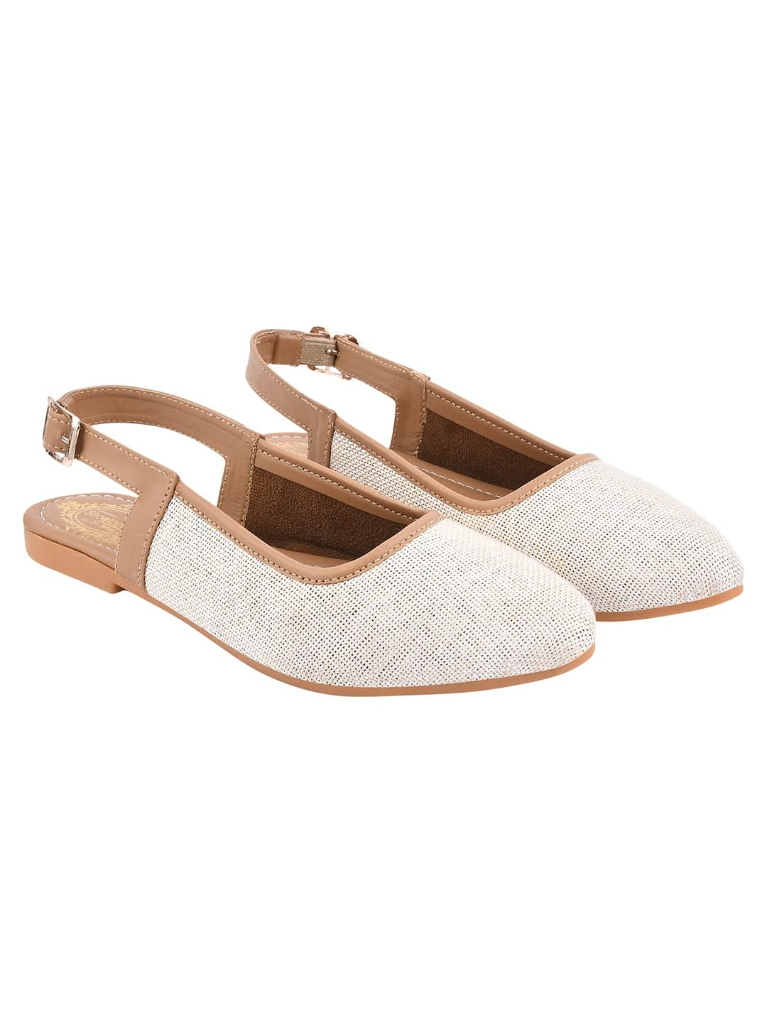 Shoetopia Women’s Slingback Ballet White Flats – Cap Closed Toe Casual Ballerina Shoes with Adjustable Back Strap & Cushioned Insole EU42
