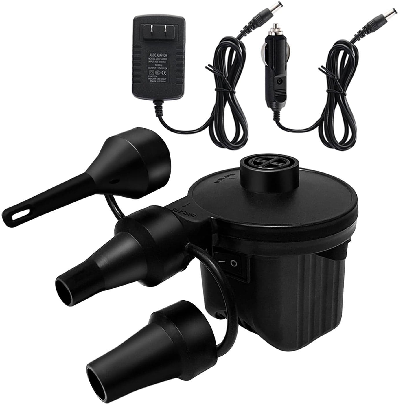Newpol Inflatable Bed Pump Electric Air Pump100 GallonMin for Air Mattress Beds Inflatable Swimming Pools Swimming RingAC110240VDC12V
