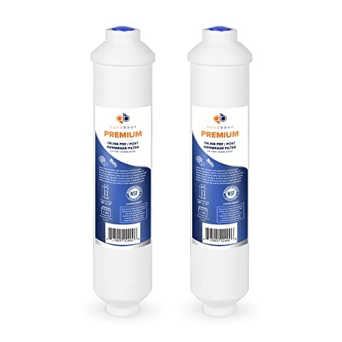 Aquaboon T33 Inline Carbon Filter - 1/4 Inline Water Filter for Refrigerator T33 Inline Ro Post/Granular Activated Carbon (GAC) Polishing Water Filter Cartridge for Reverse Osmosis System 2-Pack