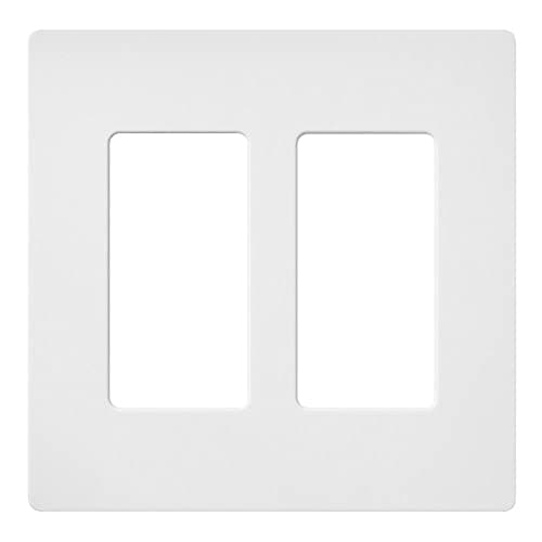 Lutron Claro 2 Gang Decorator/Rocker Wallplate, For Light Dimmers, Switches and Accessories, Snap-On Installation, No Visible Screws, Satin, SC-2-SW, Snow