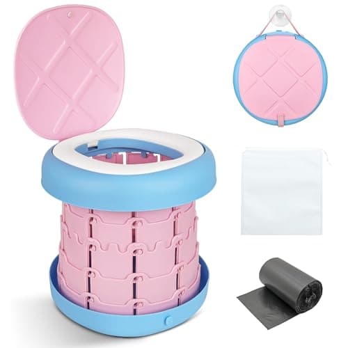 Inmorven Portable Toilet Camping Foldable Potty for Toddler Adults Kids Travel Potty for CarCampingTripsBoatIndoorOutdoor EmergencyTravel etcAdjustable Height Training Toilet Seat