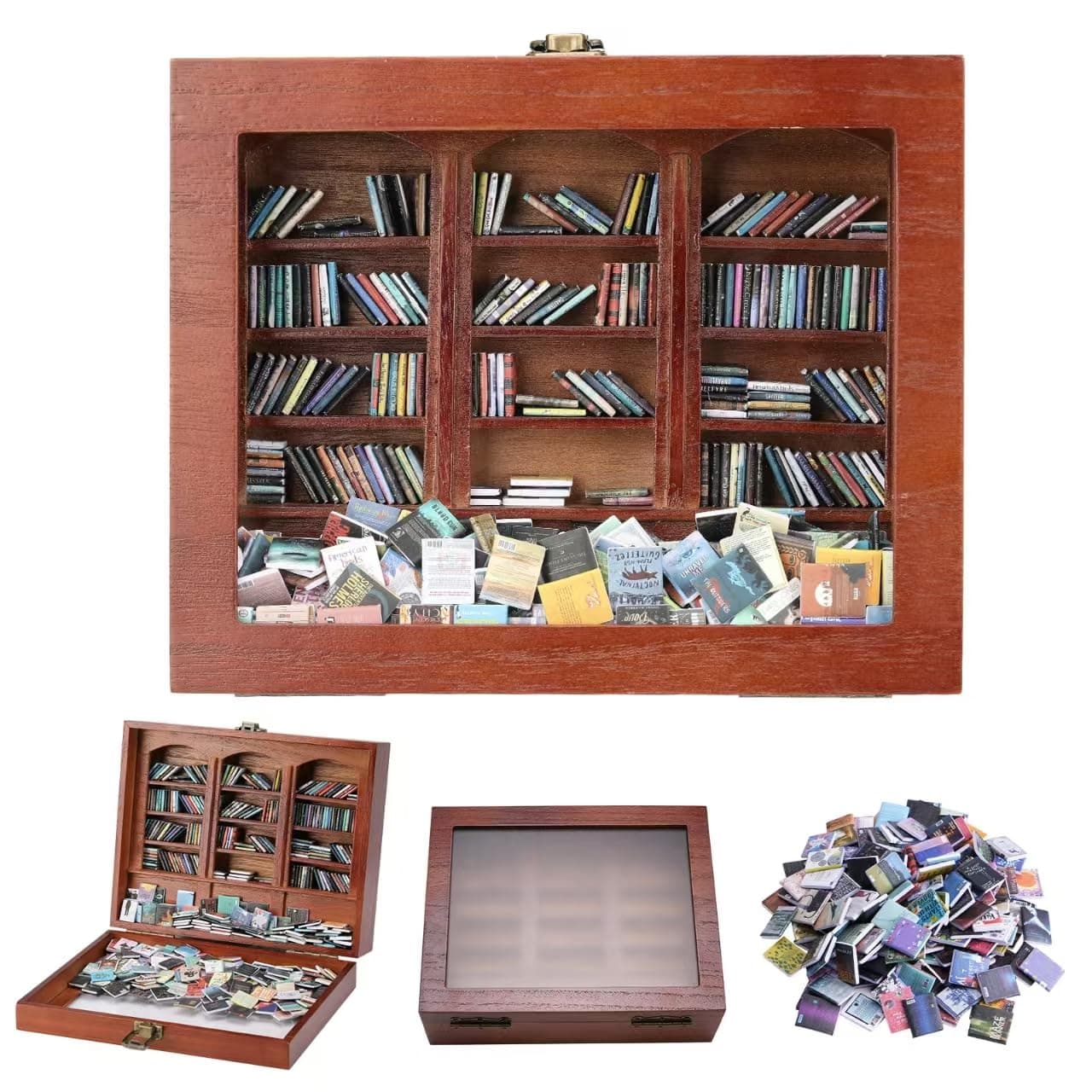 ZVCAQ Anxiety Bookshelf Get rid of Your Anxiety get rid of Your Anxiety Miniature Book Matchbox Display Cabinet Creative Ornaments StressRelieving Gifts for Family and Friends