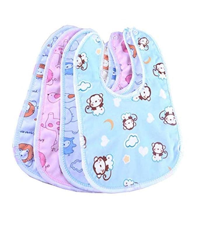 BabyGo Waterproof Baby Apron Bibs | Reusable Feeding Bibs with Soft Material & Waterproof Backing, Easy-to-Clean, Comfortable & Durable Feeding Bibs for Infants | Set of 4 (Multicolor)