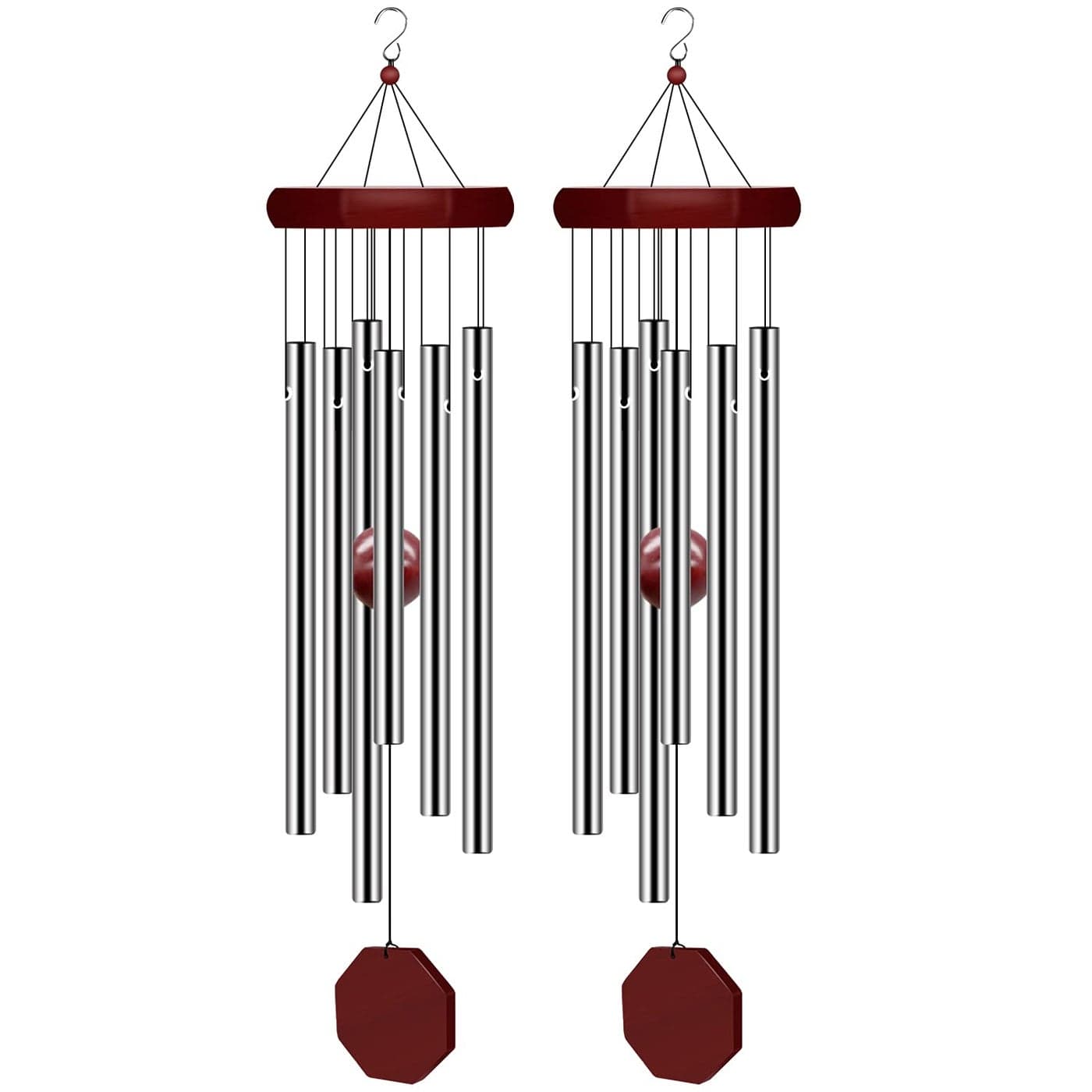 2 Pack Pgzsy Memorial Wind Chimes Outdoor Large Deep Tone Elegant Sympathy WindChime Personalized with 6 Tuned Tubes for Garden Patio Balcony and Home