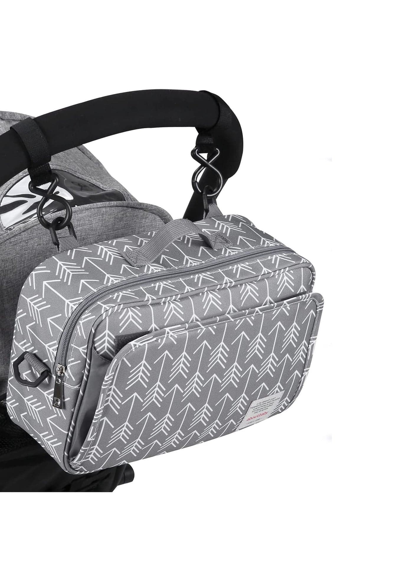 Universal Stroller Caddy Accessories All-in-One Baby Organizer with Insulated Pocket,Capacity for Diapers, Toys u0026 Snacks, Dark Gray