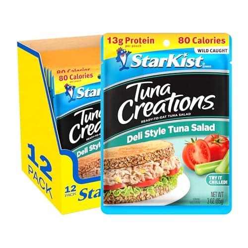 StarKist Tuna Creations Deli Style Tuna Salad Pouch 3 oz 12 Pack Wild Caught High Protein Shelf Stable Seafood Gluten Free Soy Free No Draining Ready to Eat for Salads and Sandwiches