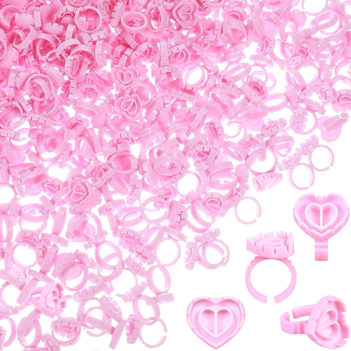 Glue Rings for Eyelash Extensions Lash Disposable Lash Glue Rings for Beauty Salons Holder Fanning Cups Eyelash Extension Supplies1000 PcsHeart Style