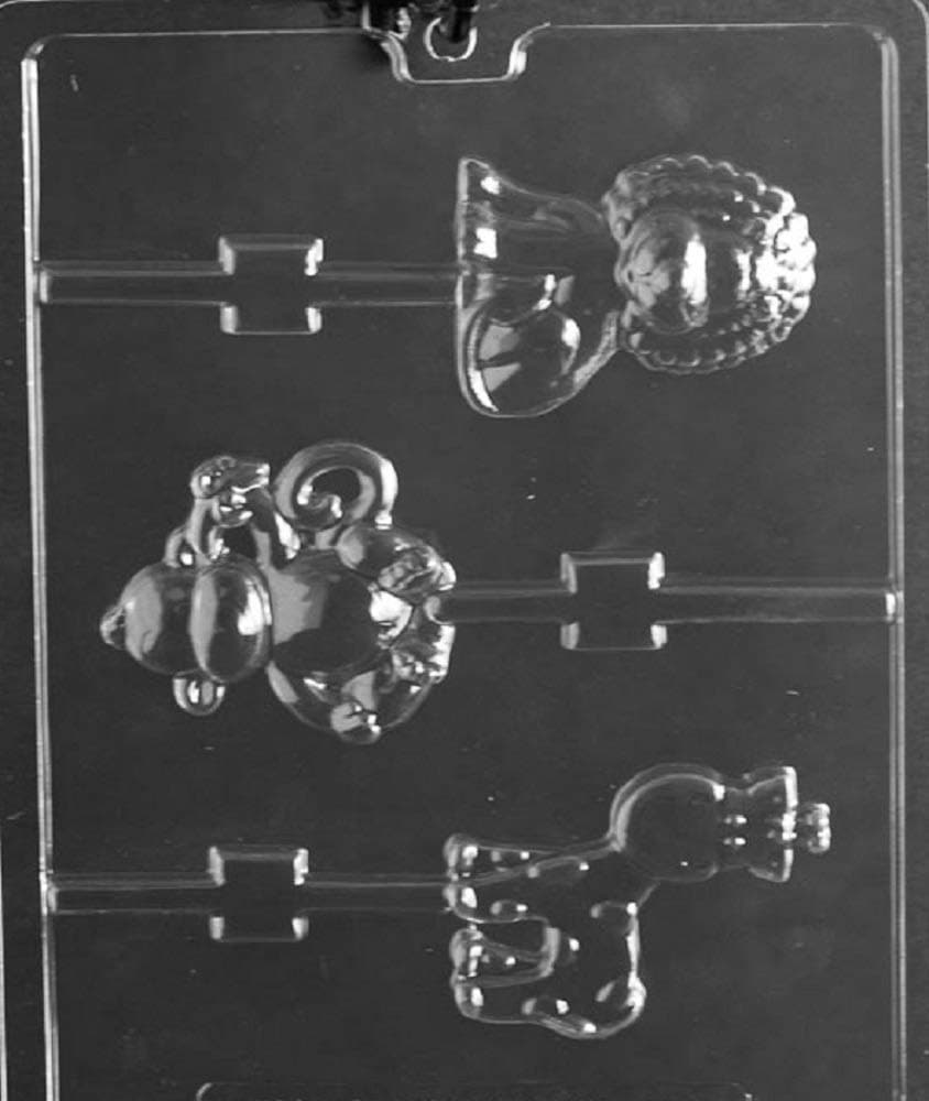 Grandmama's Goodies A151 Monkey, Giraffe, Lion Lollipop Chocolate Candy Soap Mold with Exclusive Molding Instructions