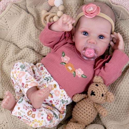 Aori Reborn Baby Dolls Girl 20 Inch Realistic Newborn Lifelike Baby Doll with HandPainted Features Weighted Cloth Body Cuddle Companion Doll with Outfits Gift for Kids 3 Collectors