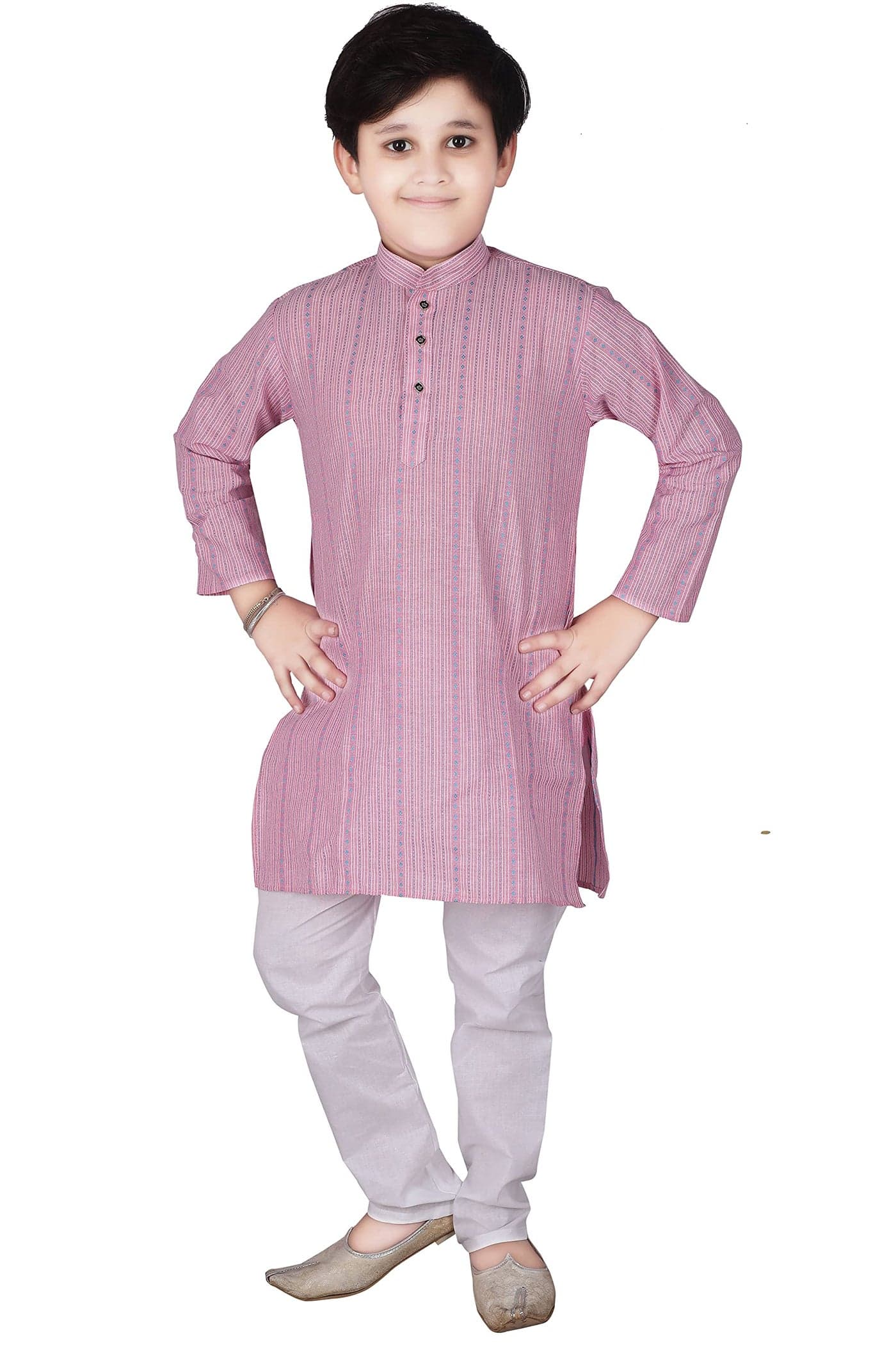 Pro-Ethic Style Developer Cotton Solid Kids Kurta Pyjama For Boys | Kurta Paijama Set, (S-145) (Pink, 8-9 Years)